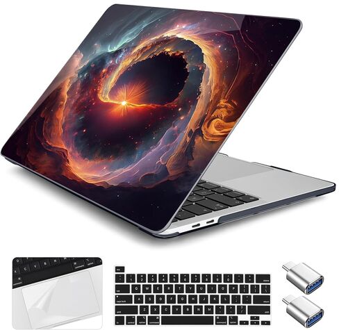 Case for MacBook Pro 13 inch 2020 2022 Released M2/M1 Chip A2338/A2251/A2289, Plastic Hard Shell Laptop Case with Keyboard Cover & Trackpad Protector & 2 OTG Adapters, Galaxy Sky in Saudi Arabia