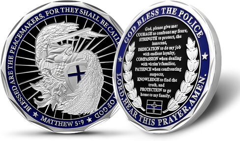 St Michael Police Challenge Coin, Saint Michael Police Officers Prayer Coin Thin Blue Line Law Enforcement Challenge Coins Thank You Coin Collectible Gift in Kuwait