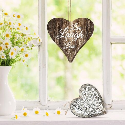 3 Pcs Wooden Heart Wall Decor Rustic Bedroom Wall Decor Wood Wall Panels Love Heart Wall Decor Medallion Carved Wood Wall Art Country Farmhouse Wall Decor for Living Room Hanging Sign Valentine's Day in Saudi Arabia