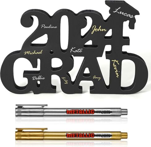Graduation 2024 Wood Sign Decoration Graduate Signature Wood Sign Black Wood Sign 2024 Graduation Letter with 2 Pens for Grad Party Photo Booth Props College Graduation Porch Sign Decoration in Saudi Arabia