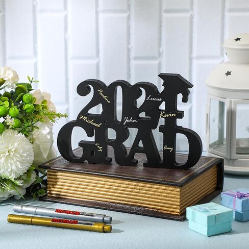 Graduation 2024 Wood Sign Decoration Graduate Signature Wood Sign Black Wood Sign 2024 Graduation Letter with 2 Pens for Grad Party Photo Booth Props College Graduation Porch Sign Decoration in Saudi Arabia