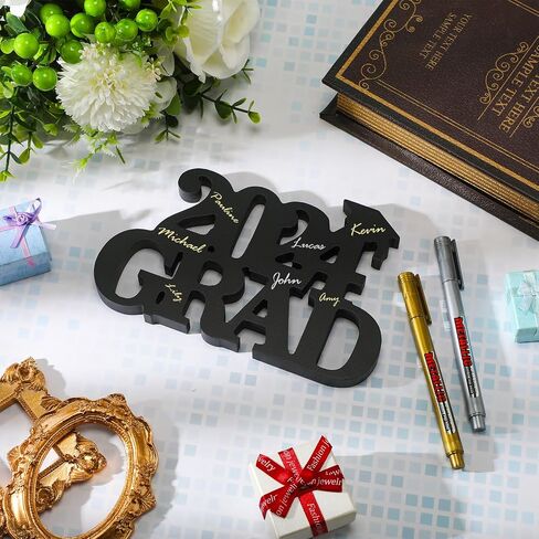 Graduation 2024 Wood Sign Decoration Graduate Signature Wood Sign Black Wood Sign 2024 Graduation Letter with 2 Pens for Grad Party Photo Booth Props College Graduation Porch Sign Decoration in Saudi Arabia