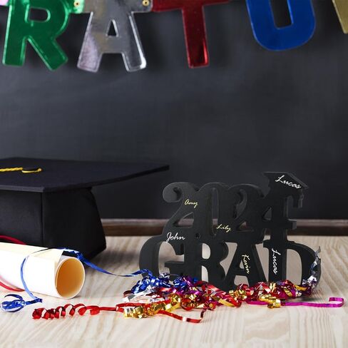 Graduation 2024 Wood Sign Decoration Graduate Signature Wood Sign Black Wood Sign 2024 Graduation Letter with 2 Pens for Grad Party Photo Booth Props College Graduation Porch Sign Decoration in Saudi Arabia