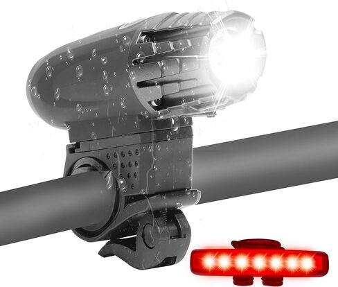 مجموعة مصابيح الدراجة LED من Himiway/+ مؤشر البطارية + القرن/+ عداد السرعة + القرن/مصباح أمامي للدراجة المطورة 400lm/800lm/1500lm للركوب الليلي للدراجة الأمامية والضوء الخلفي IPX6 مقاوم للماء وقابل لإعادة الشحن عبر USB in Saudi Arabia