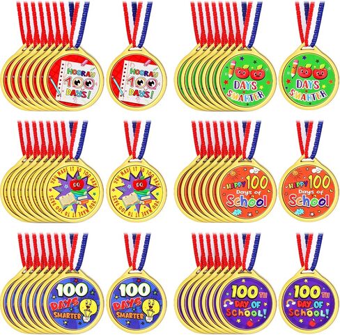 200 قطعة من ميداليات اليوم 100 للمدرسة، ميداليات متنوعة لجوائز للأطفال، جائزة جائزة الكأس البلاستيكية للفصل الدراسي، 100 يوم من المدرسة، ديكورات حفلات الجمباز، مكافأة مسابقة الجمباز in Kuwait