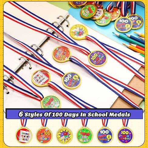 200 قطعة من ميداليات اليوم 100 للمدرسة، ميداليات متنوعة لجوائز للأطفال، جائزة جائزة الكأس البلاستيكية للفصل الدراسي، 100 يوم من المدرسة، ديكورات حفلات الجمباز، مكافأة مسابقة الجمباز in Kuwait