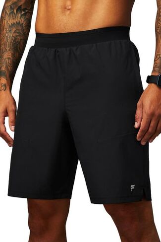 Fabletics Men's The Fundamental Short II, Workout, Running, Training, Gym, Yoga, Ultra Lightweight, 9" Inseam, L, Black/Black in Saudi Arabia