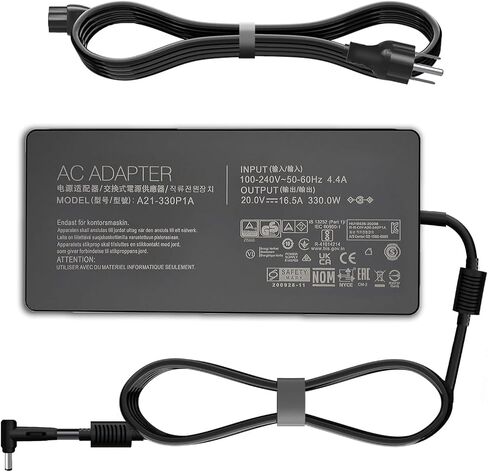 جديد 330W 20V 16.5A AC شاحن الكمبيوتر المحمول A21-330P1A لـ Asus Rog Strix Scar 16 17 17SE 18 G18 Zephyrus-Duo-16 G733PZ G733PY G733P G733 G733CX G814JZ G834JY سلك محول التيار الكهربائي in Kuwait