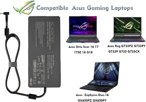 جديد 330W 20V 16.5A AC شاحن الكمبيوتر المحمول A21-330P1A لـ Asus Rog Strix Scar 16 17 17SE 18 G18 Zephyrus-Duo-16 G733PZ G733PY G733P G733 G733CX G814JZ G834JY سلك محول التيار الكهربائي in Kuwait