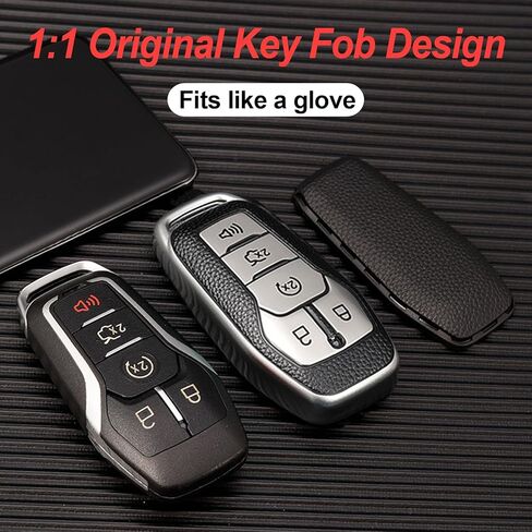 Compatible with Tesla Model X Key Fob Cover with Leather Keychain Accessories, Premium Soft TPU Full Protection Car Key Case Shell, 3-Buttons Remote Smart Key Protector Holder (Silver) in Kuwait