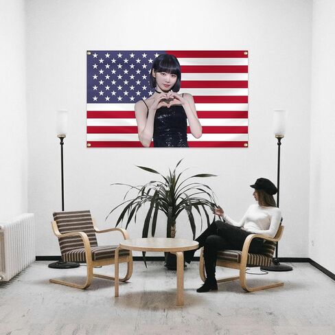Generic LE SSERAFIM Sakura America Tapestry, 3x5 Ft Kpop Tapestries with Brass Grommets for Funny College Dorm Room Decor, Wall Hanging Sakura Tapestries for Bedroom Living Room Decorations, Style 01 in Saudi Arabia