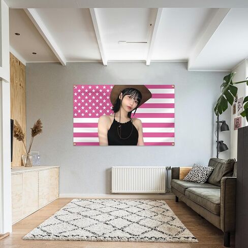 Generic LE SSERAFIM Sakura America Tapestry, 3x5 Ft Kpop Tapestries with Brass Grommets for Funny College Dorm Room Decor, Wall Hanging Sakura Tapestries for Bedroom Living Room Decorations, Style 01 in Saudi Arabia