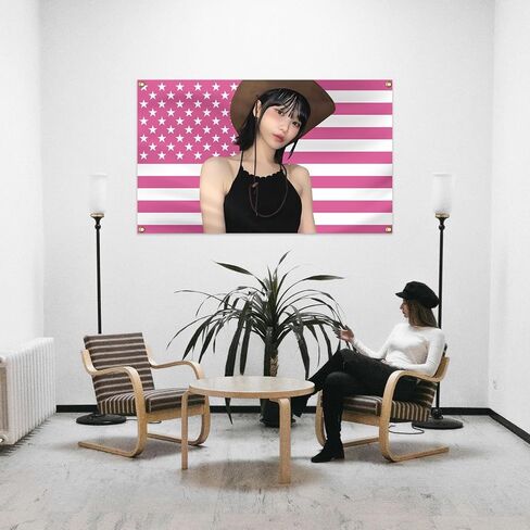Generic LE SSERAFIM Sakura America Tapestry, 3x5 Ft Kpop Tapestries with Brass Grommets for Funny College Dorm Room Decor, Wall Hanging Sakura Tapestries for Bedroom Living Room Decorations, Style 01 in Saudi Arabia