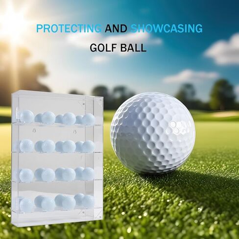 Golf Ball Display case,Acrylic Golf Ball Display Holds 16 Balls in 4 Tiers of 4 with Mirror Back Panel,Used on Desktop or Wall Mounted with Magnetic Closure Design.White in Kuwait