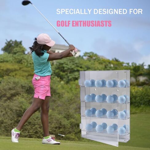 Golf Ball Display case,Acrylic Golf Ball Display Holds 16 Balls in 4 Tiers of 4 with Mirror Back Panel,Used on Desktop or Wall Mounted with Magnetic Closure Design.White in Kuwait
