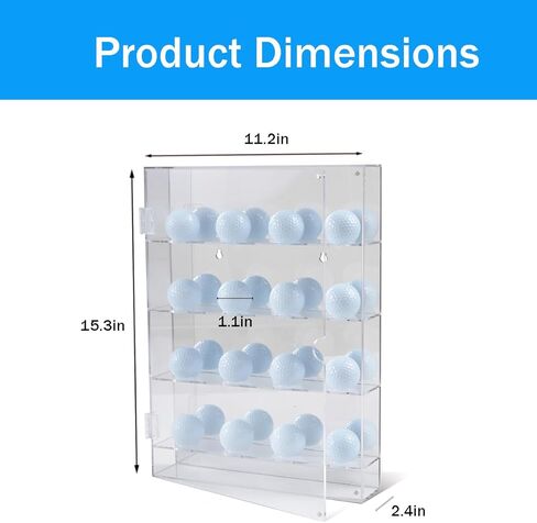 Golf Ball Display case,Acrylic Golf Ball Display Holds 16 Balls in 4 Tiers of 4 with Mirror Back Panel,Used on Desktop or Wall Mounted with Magnetic Closure Design.White in Kuwait