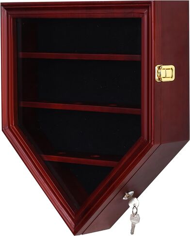 Baseball Display Case, 12 Solid Wood Baseball Display Holder, Large Capacity and Double Lock Wall Mount Baseball Shadow Box Display Rack with Anti Fade Acrylic Glass Door, Mahogany Finish in Saudi Arabia