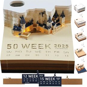 2025 Calendar， 3D Desk Calendar 2025 - Unleash Your Year with Stunning 3D Design and Precise Monthly Planning | Perfect for Home or Office Desk (Castle)