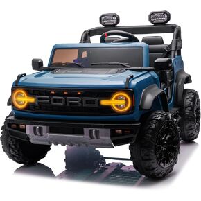 12V Ride on Toy for Kids, Ford Bronco Raptor Kids Electric Car with Parent Remote Control, Battery Powered Truck Car with 4-Wheel Suspension, LED Light, Bluetooth, 3 Speeds (12V, Pink)