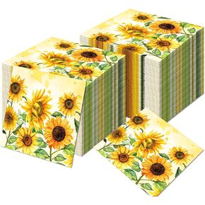 40pcs Sunflower Paper Napkins Sunflower Disposable Party Napkins Sunflower Party Supplies Sunflower Paper Luncheon Napkins Spring Yellow Sunflowers Dessert Napkin for Spring Flower Birthday Parties