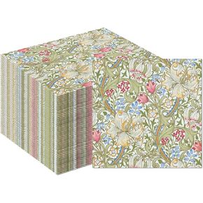 40pcs William Morris Paper Fackins Greenery Ploral Paper Lapkins William Morris Theme Party Supplies Vintage Flower