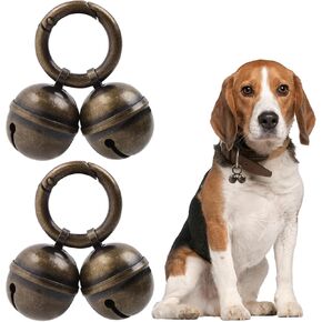 2 Pcs Bell for Dog Collar, Dog Collar Bell with Snap Clips Vintage Copper Cat Bells for Collar Loud for Outdoor Safety Pet Tracking Harness Supplies