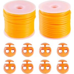 Pandahall 2 Rolls Purple Rubber Cords 2mm 3mm Knitting Barber Cords with 8pcs Plastic Cord Locks for Knitting Stitch Holders Craft Projects