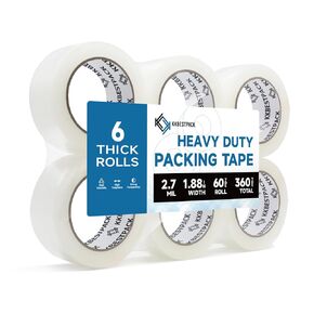 KKBESTPACK Heavy Duty Packing Tape, 6 Rolls – 1.88" x 60 Yards – Clear Shipping & Packaging Tape for Moving Boxes & Storage