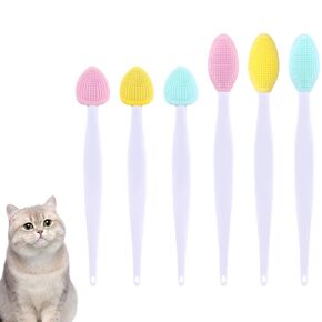 6 PCS Cat Acne Brush Treatment ، فرشاة قشور البذور المنظف ، فرشاة سوداء ، فرشاة كاشف على الوجهين لتنظيف الحيوانات الأليفة Balckhead (الأصفر ، الوردي ، الأخضر النعن