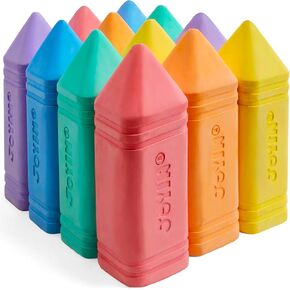JOYIN 6 PCS Jumbo Sidewalk Chalk with 6 Colors, Washable Sidewalk Chalk for Kids, Non-Toxic Art Supplies, Outdoor Games, Playground Accessories