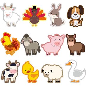 Seajan 60 Pcs Farm Animal Bulletin Board Cutouts Decorations Cow Horse Pig Turkey Chicken Rabbit Cutouts Duck Donkey Sheep Cutouts Accents for Toddlers Home Classroom Decor Farm Animals Decor Supplies