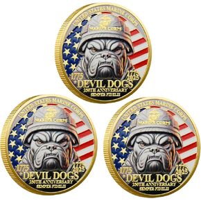 USMC 250th Anniversary Challenge Coin – Double-Sided Marine Corps Commemorative with Bulldog & Iwo Jima – Military Gift for Veterans & Collectors (2PCS)