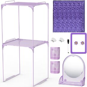 12 Pcs Locker Organizer Kit, First Day of School Essentials Includes Locker Shelf Rug Magnetic Mirror Pen Holder Whiteboard Marker and Nails Clips Locker Accessories for Classroom School (Pink) in Kuwait