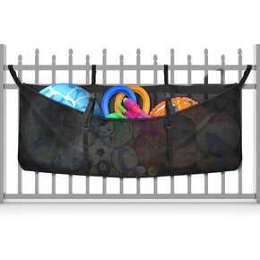 Pool Floats Storage Bag, Foldable Hanging Organizer Mesh for Pool Side and Fence, Adjustable Swimming Outdoor Toy Storage for Balls,Floats, Inflatable Toys and Other Pool Accessories