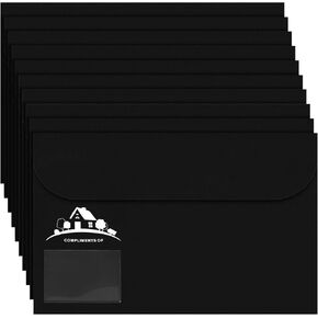 Kisston 10 Pack Legal Size Real Estate Folders Large Vinyl Document Black Real Estate Agent Supplies with Clear Business Card Pocket House Closing Paperwork Envelopes for Documents Organizing