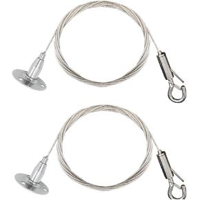 ZWIN 2m Adjustable Hanging Wire Kit - 1.5mm Heavy Duty Mirror Hanging Wire with Hook Wall Mount Suspension Cable for Picture, Photo, Light, LED Screen, Curtain, Holds Up to 30KG