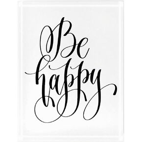 Infusion Be Happy Crystal Rectangle Paperweight with Gift Box