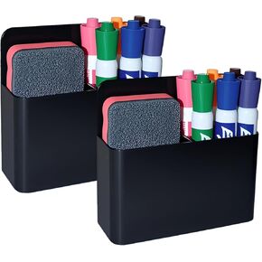 2 حزمة Magnetic Magnetic Dry Erase Marker للوحة البيضاء ، حامل القلم المغناطيسي للثلاجة ، كوب قلم الرصاص المغناطيسي للثلاجة ، ملحقات الخزانة ، تنظيم الفصول الدراسية والتخزين （أسود）