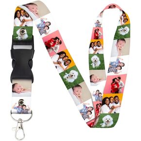 Custom Collage Lanyard - Personalized Double Sided Photo Print for ID Badge