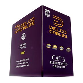 Cat6 Plenum (CMP) UL مدرج مع كبل نحاسي عاري صلب بطول 1000 قدم، 23AWG 4 أزواج (UTP) أزواج ملتوية غير محمية، 550 ميجا هرتز، كابل إيثرنت مجمع (نحاس UL مدرج، أبيض)