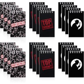 Hooqict 24 Pack Top Secret Mini Notebooks for Kids Detective Party Favors Small Pocket Notebook Spiral Notepads for Mystery Decorations Goodie Bag Stuffers Pinata Fillers