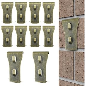 10 Pcs Brick Clips for Hanging Outdoors, No Drill Brick Hooks Hangers Fit Brick 2-1/4" to 2-3/8" in Height, Heavy Duty Brick Wall Hangers Clamps for Outside Home Decor Brick Hooks