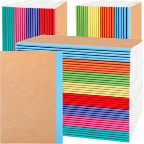 96 Pack Composition Notebooks Bulk, 8.3 "X 5.5" College Ruled Lined Notebooks, Kraft Cover Notebook Journals with Rainbow Spines, Composition Notepad for Home Office Supplies, A5, 8 Colors