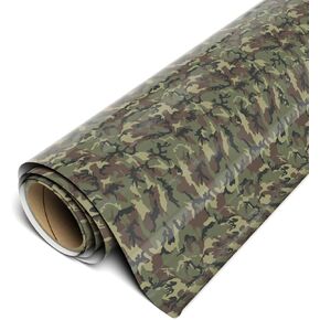 Siser EasyPSV Patterns 11.8" x 3ft Roll - Self Adhesive Permanent Craft Vinyl (Camo Green)