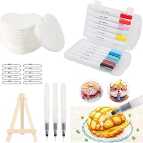 EWAIDI Magic Foam Texture Painting Kit, 36PCs Magic 3D Puffy Paint Kit, Drawing Canvas Sponge, Puffy Paint Paper, DIY Bubble Popcorn Drawing Pens Art Supplies