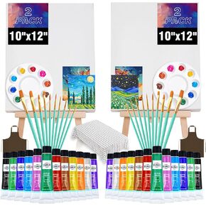 QUANWAISJ Couples Painting Kit Date Night, 10"x12" Sip and Paint Kit for Adults,pre Drawn Canvas,Perfect for Beginners, Art Enthusiasts, and Painting Parties.(2Pack)