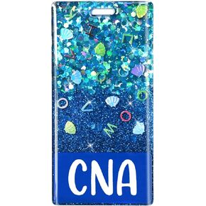 LPN Badge Buddy Card Ombre Glitter Vertical Badge Identification Tags for LPN Nurse (Blue LPN)