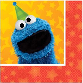 Amscan 501672 Sesame Street Beverage Paper Napkins, Multicolor 16ct