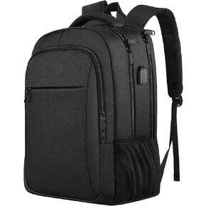 Large Travel Laptop Backpack, Business Anti Theft Slim Sturdy 18 Inch Laptops Bag with USB Charging Port, Waterproof College Computer Bag Gift for Men & Women Fits 18 Inch Notebook, Black