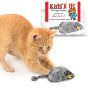 Kats'N Us Rabbit Fur Mouse Cat Toy - White with Squeak Sound - Interactive Cat Toys, Real Fur Mice - Furry Mouse Toy